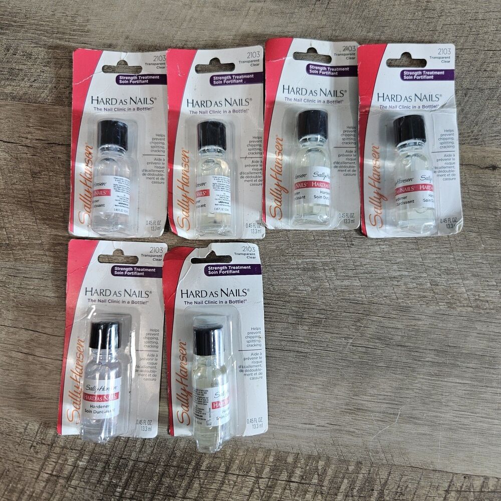 6 Pack Sally Hansen Hard As Nails Nail Hardener, 0.45 fl oz, Clear 2103